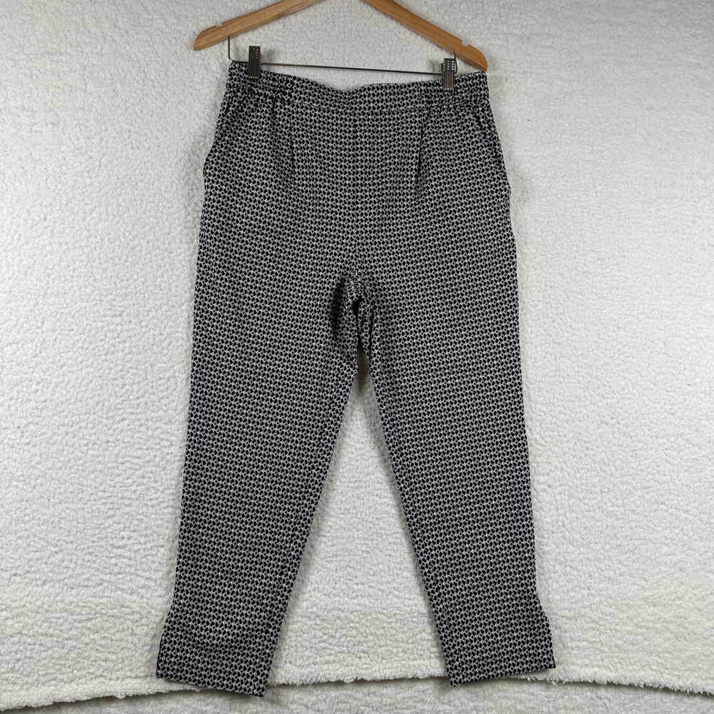 Anthropologie Tapered Trousers Cropped Pants Womens M Geometric Business Career
